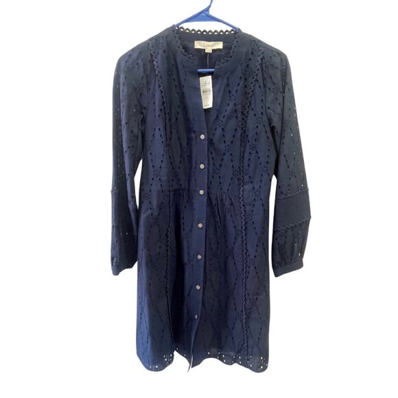 Loft Eyelet Lace Trim Swing Dress XS New With Tags - Picture 4 of 5